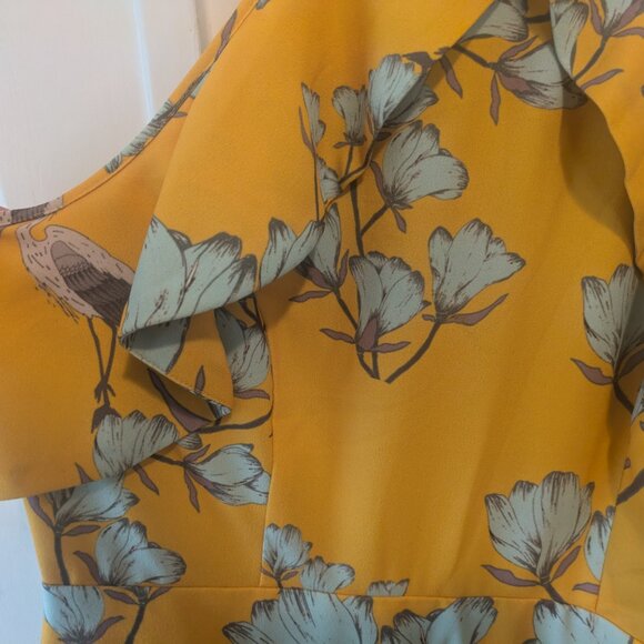 Anthropologie Varun Bahl Yellow Ruffled Floral Jumpsuit - Picture 4 of 10